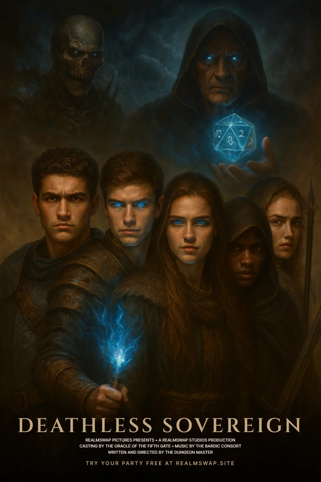 Deathless Sovereign dark fantasy group poster